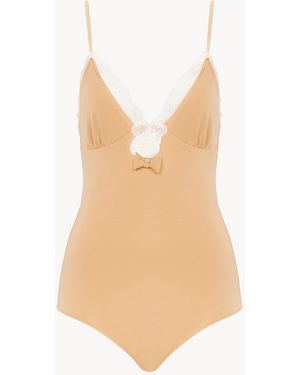 Chloé Body Fruncido Con Ribetes De Encaje - Neutro