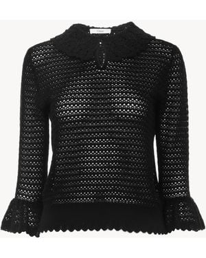 Chloé Elbow-Sleeve Collared Jumper - Black