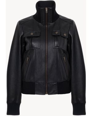 Chloé Short Blouson In Leather - Black