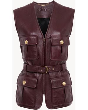 Chloé Utilitarian Leather Vest - Purple