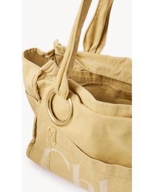 Chloé Large Chloé Plage Tote Bag In Cotton - Metallic