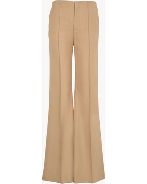 Chloé Pantalones Slim Con Talón Roto De Lana Grain De Poudre Marrón 100% Lana Virgen - Neutro