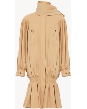 Chloé Gabardina De Cuello Alto Fruncida De Popelina De Algodón - Neutro