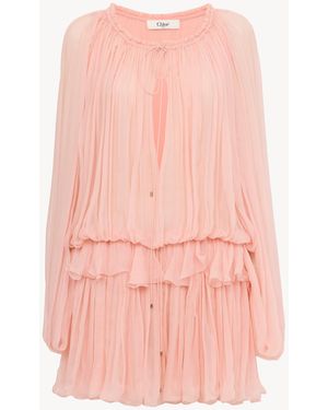 Chloé Mini Cape Dress - Pink