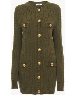 Chloé Cardigan Utilitario A Maglia Intrecciata - Verde