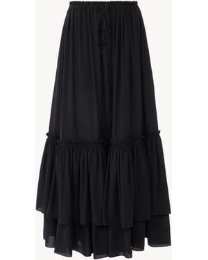 Chloé Ruffled Long Skirt - Black