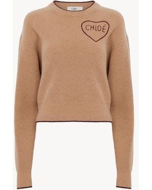 Chloé Cropped Fitted Logo Jumper - Natural