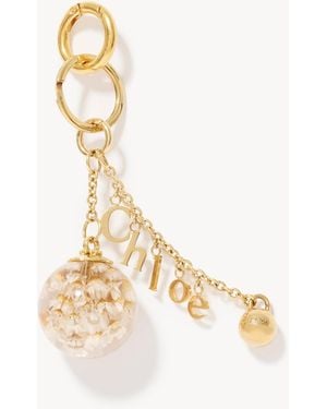 Chloé Symbols Resin Flowers & Logo Key Ring Bag Charm - Metallic