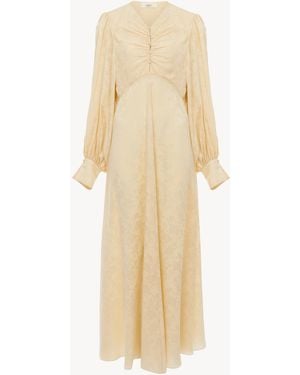 Chloé Ruched Long Dress - Natural