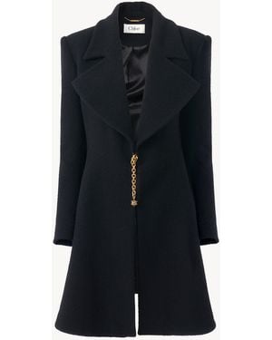 Chloé Manteau Cavalier En Laine Bouclette - Bleu