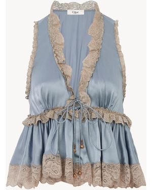 Chloé Tie-Front Sleeveless Top - Blue