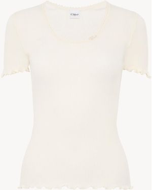 Chloé Scoop-Neck Fitted T-Shirt - White
