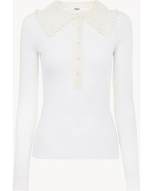 Chloé Collared Henley Shirt - White
