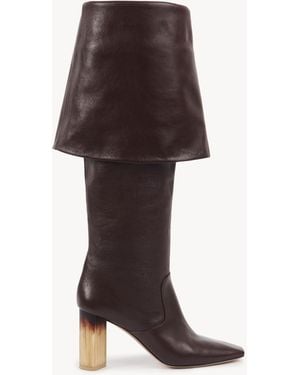 Chloé Georgia Heeled Boot 100% Calf-Skin Leather - Brown