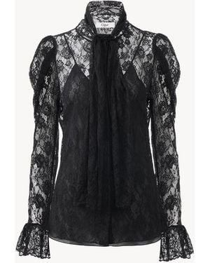 Chloé Puff-Sleeve Lavallière Top - Black