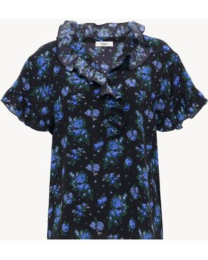 Chloé Short-Sleeve Ruffled Top - Blue