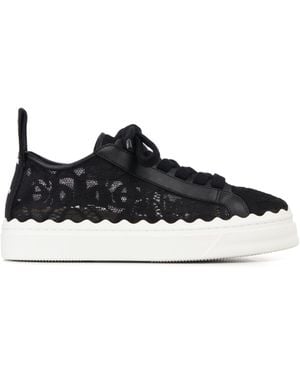 Chloé Lauren Lace & Leather Sneaker - Black