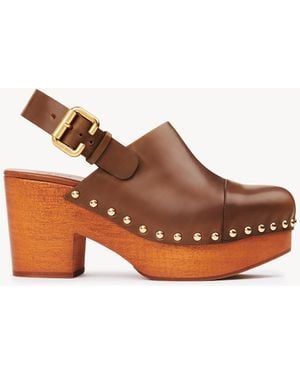 Chloé Jeannette Wedge Clog - Brown