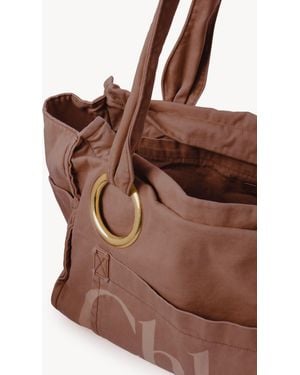 Chloé Large Chloé Plage Tote Bag In Cotton - Brown