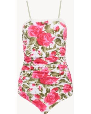 Chloé Body Fruncido Con Estampado De Rosas - Rojo