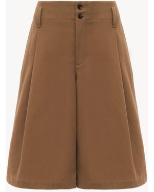 Chloé High-Rise Wide-Leg Bermuda Shorts - Brown