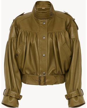 Chloé High-Neck Cropped Jacket - Green