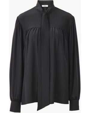 Chloé Maxi Gathered Lavallière Blouse - Zwart