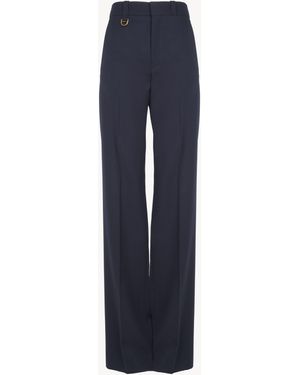 Chloé Pantalones De Sastre De Lana Grain De Poudre Azul 100% Lana