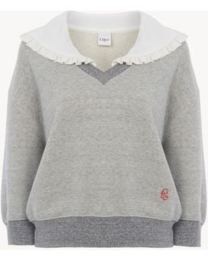 Chloé Pullover Aus Chiné-Fleece Mit Kragen - Grau