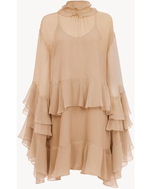 Chloé Mini Ruffled Dress - Natural
