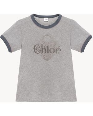 Chloé Baby Fit Logo T-Shirt - Gray