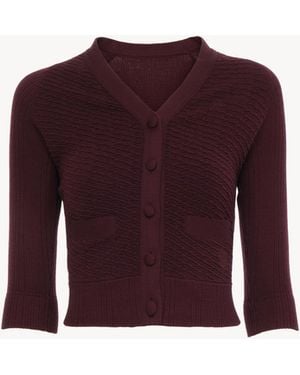 Chloé Körperbetont Geschnittene Strickjacke Aus Wolle Mit V-Ausschnitt - Lila