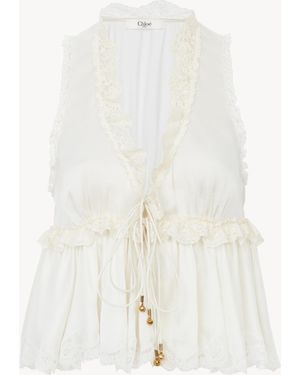 Chloé Tie-Front Sleeveless Top - White