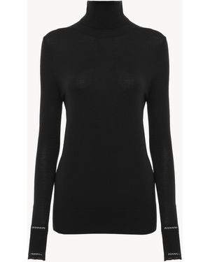 Chloé Körperbetonter Rollkragenpullover aus Wollstrick - Schwarz