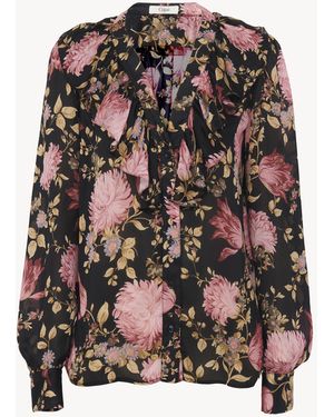 Chloé Blusa Con Scollo A V E Volant - Nero