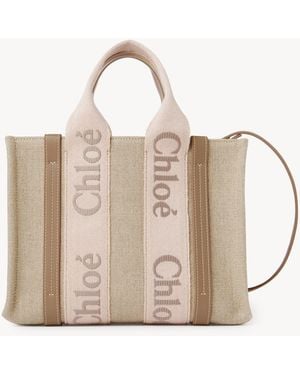 Chloé Tote Bag Piccola Woody - Neutro