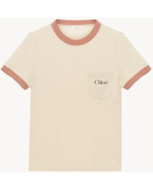 Chloé Crew-Neck Logo T-Shirt - Natural