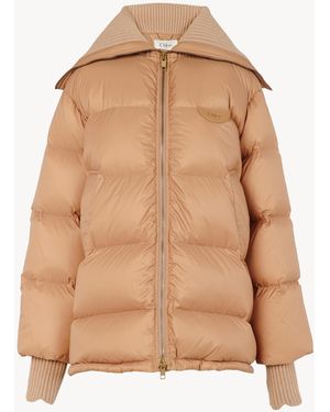 Chloé High-Neck Puffer Jacket - Natural
