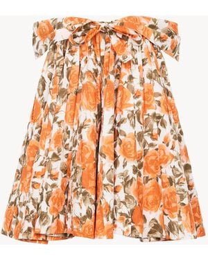 Chloé Schulterfreies Minikleid Aus Baumwollpopeline - Orange