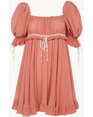 Chloé Puff-Sleeve Mini Dress - Pink
