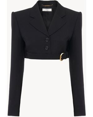 Chloé Cropped Virgin Wool Blazer - Black