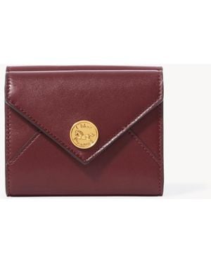 Chloé Petit Portefeuille À Trois Volets Envelope En Cuir Lisse Et Cuir Velours - Violet