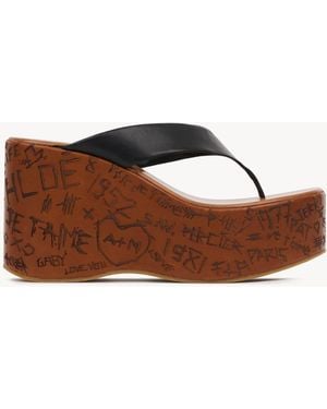 Chloé Maxime Slide Mit Keilabsatz - Braun