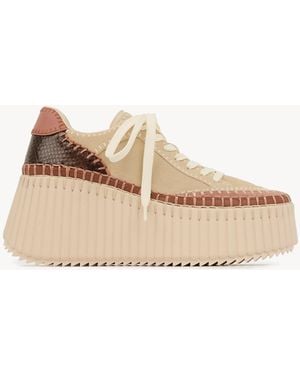 Chloé Nama Wedge Platform Sneakers - Natural