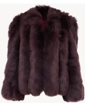 Chloé Abrigo Corto Oversize De Cuero De Borrego - Morado