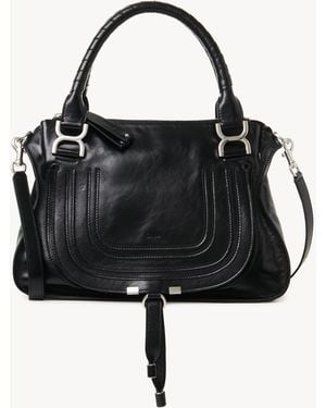 Chloé Bolso Marcie De Cuero Brillante - Negro