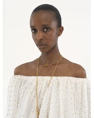 Chloé Gathered Off-the-shoulder Top In Silk Jacquard & Lurex - Multicolor