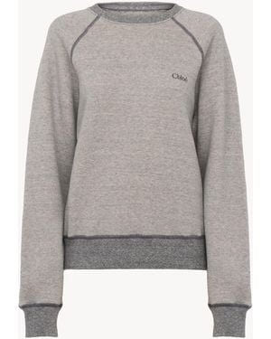 Chloé Jersey Con Logotipo De Mezcla De Felpa De Algodón - Gris