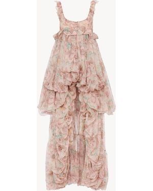 Chloé High-Low Ruffled Dress - Pink