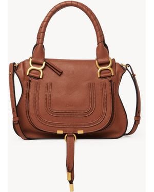 Chloé Kleine Marcie Tasche Aus Genarbtem Leder - Braun